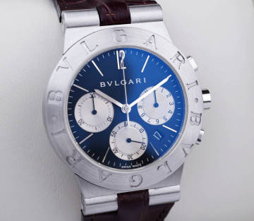 美品 ブルガリ ディアゴノ スポーツ クロノ ダークネイビー CH35S メンズ Bvlgari