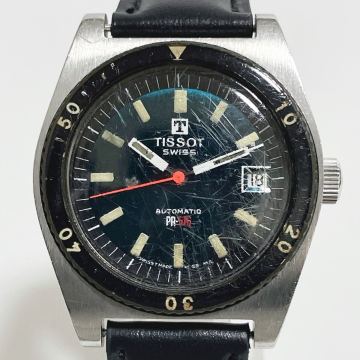 希少！稼働品 TISSOT ティソ AUTOMATIC PR-516 ナビゲーター 自動巻 メンズ腕時計 デイト ダークグリーン文字盤 ヴィンテージ 