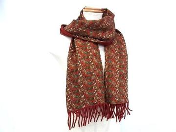 1円 ■美品■ Salvatore Ferragamo フェラガモ シルク100% ホース 馬柄 フリンジ マフラー ストール ショール 防寒具 ブラウン系 FM7095