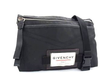 1円 GIVENCHY ジバンシィ ナイロンキャンバス クロスボディ ショルダーバッグ 斜め掛け メンズ ブラック系 FP6987