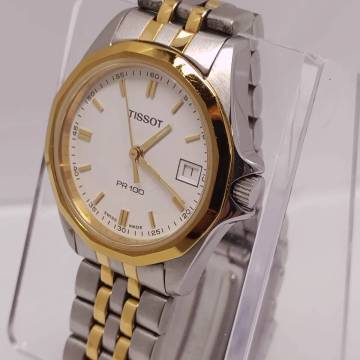 【稼働品】TISSOT ティソ PR 100 レディース腕時計 P 342/442-1 コンビ 白文字盤