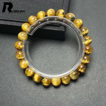 上級 EU製 定価102万円★ROBEAN・極!極満針ルチルクォーツ★ブレスレット パワーストーン 天然石 綺麗 金運 お守り 8.9-9.4mm D0328316