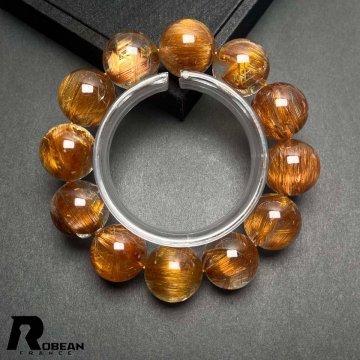 夢色 EU製 定価505万円★ROBEAN・猫目銅髪ルチルクォーツ★ブレスレット パワーストーン 天然石 綺麗 金運 お守り 19.9-20.6mm D0328325
