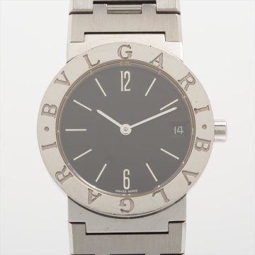 ■ 1円 ～ 中古品 参定41.8万■ BVLGARI ブルガリ ■ ブルガリブルガリ BB30SSD ■ クォーツ ブラック 黒 シルバー ボーイズ ユニセックス