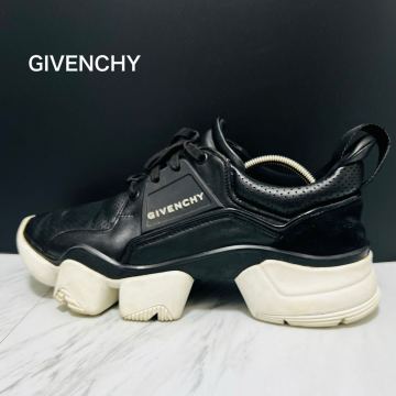 1円 【美品】 GIVENCHY ジバンシー【圧倒的存在感】 JAW レザー ネオプレーン 4G メンズ スニーカー シューズ 靴 メンズ ブラック 27.0cm位