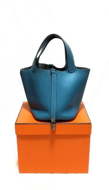 【正規品】HERMES（エルメス）ピコタンロックPMトリヨンクレマンス/ブルージーン刻印□P