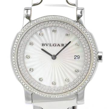 １円～稼働品296-1247806H　BVLGARIブルガリ　ソロテンポ　ST35S　SS 　デイト　QZ　ホワイトシェル文字盤　メンズ腕時計