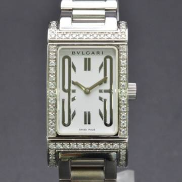 １円～稼働品255-1401524B　BVLGARIブルガリ　レッタンゴロ　RT39S　QZ　SS　ホワイト文字盤　メンズ腕時計