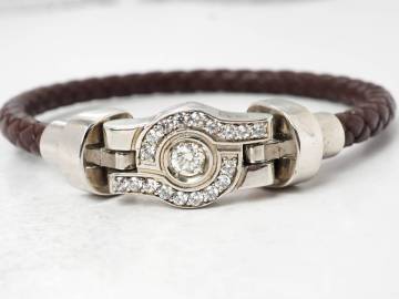 【1789M】鑑定書付 SV925 天然ダイヤモンド G/SI-1/GOOD/0.302ct/15.6g ブレスレット