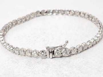 【8319T】K14WG/Pt900 テニスブレス 天然ダイヤモンド 3.00ct/9.0g フルエタニティ ブレスレット