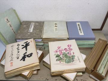 京都14☆ 色紙 短冊 大量 まとめ 計360枚 以上 風景 山水 人物 花 動物 色紙 300枚 以上 短冊 60枚 以上 現状品 古物 レトロ アンティーク