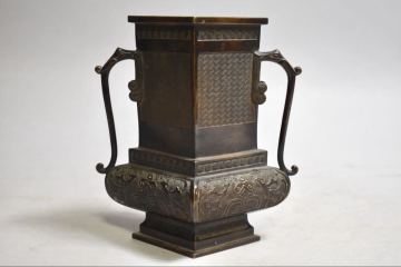 【英】A1390 時代 宣徳銅花入 中国美術 朝鮮 韓国 花瓶 銅製 骨董品 美術品 古美術 時代品 kk