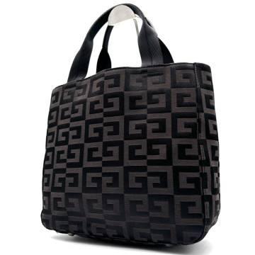 正規品 未使用級 GIVENCHY ジバンシー ハンドバッグ メンズ ビジネス 4Gロゴ ブラック 黒 ダークブラウン 茶 総柄 手持ち ロゴプレート 2室