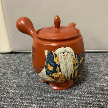 吉川 秀樹 （ 雪堂 ） 壷堂 常滑焼 歌舞伎十八番　鏡獅子 細密彫刻 急須