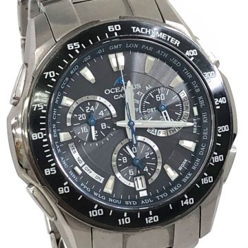 美品 CASIO カシオ OCEANUS オシアナス 腕時計 OCW-M800TBJ-1AJF 電波ソーラー カレンダー クロノグラフ マルチバンド5 チタン 動作確認済