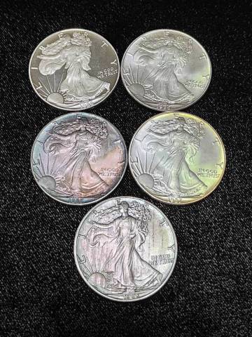 純銀 5枚セット アメリカ 1986・1987・1988年 ウォーキングリバティ イーグル 1ドル 銀貨 メダル 計約157g