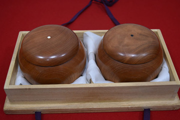 【光成】碁石「日向製・本蛤36号玉・那智黒36号玉・欅碁笥セット」日本製・高級品・美品③