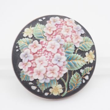 Y929 1円 俊兼 としかね TOSHIKANE JAPAN トシカネ 有田焼 焼き物 陶器 紫陽花 花 2Way ブローチ ペンダント トップ チャーム ヘッド