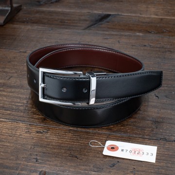 リバーシブル【本革】イタリアンレザー スタンダードバックル メンズ ベルト ビジネス カジュアル 新品 未使用 送料無料 1円 茶黒 田中革具