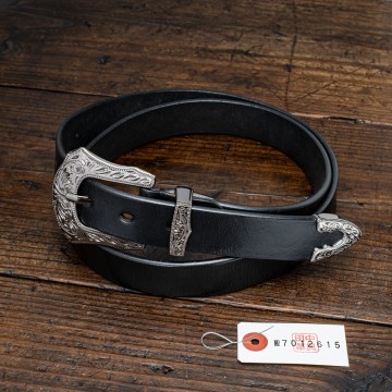 3ピースバックルセット【一枚革】メンズ 本革 ベルト レザー 新品 未使用 送料無料 1円 黒色 ブラック ヴィンテージ 田中革具