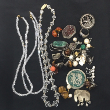 1円 留め具 K18 パール ペンダントトップ 他 水晶 ネックレス 等 アクセサリー 総重量約211.5g まとめ A22736