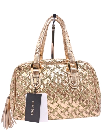 新品 YOKO D&rsquo;OR ヨーコドール やぎ革 レザー ブレード ボストン バッグ ゴールド ■■◎ ☆ fla2 レディース