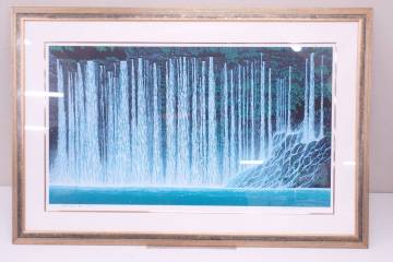 真作 小暮真望 渓声白糸の滝 シルクスクリーン 175/200 直筆サイン 風景画 G12002T