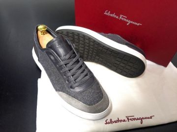 試し履き程度 フェラガモ 6.5EEE Ferragamo ♯TZ39066 最上位ライン トラメッザ コンビレザースニーカー 箱付 1065