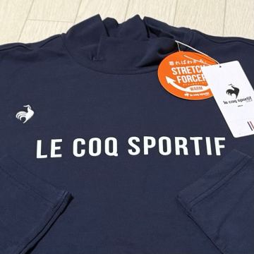 新品★ルコック ゴルフ le coq sportif GOLF フロントロゴ ストレッチフォーサー WARM 保温 長袖モックネックシャツ/ネイビー/サイズLL
