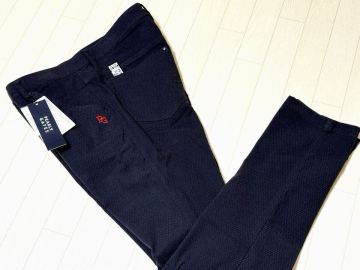 新品★パーリーゲイツ PEARLY GATES ドビーピラミッド柄 表ピーチ フィルサーモ 吸湿発熱 ストレッチパンツ/秋冬/ネイビー/サイズ6