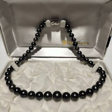 【テリ最強!!】黒蝶真珠 クロチョウ パール ネックレス 7.7mm〜12.5mm 47cm SILVER 刻印 56.7g 本真珠 pearl jewelry necklace ピーコック