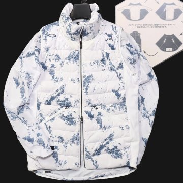 オークリー ゴルフ スカル 定価2.8万 秋冬 2WAY ダウンベスト ジャケット L 新品 白 OAKLEY GOLF SKULL 撥水ストレッチ ゴルフ【405725】