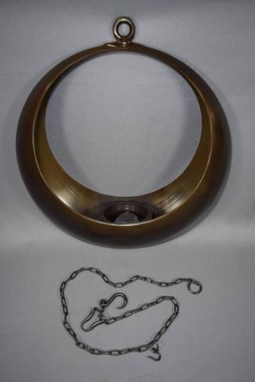 唐銅製 美術花器 満月 花鎖 吊花器 銅器 華道具 いけばな 検索 茶道具