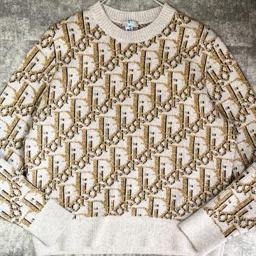 極美品/希少XL◎クリスチャンディオール Christian Dior オブリーク 総柄 長袖ニット セーター クルーネック イタリア製 2022AW 国内正規品