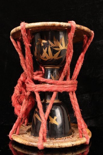 【珍品堂】1円から W64-AZ-E 小鼓 竹 時絵 鼓 和楽器 金彩 和太鼓 楽器 胴 古胴 太鼓 和楽器 和太鼓 バチ 日本伝統 つづみ 胴 打楽器
