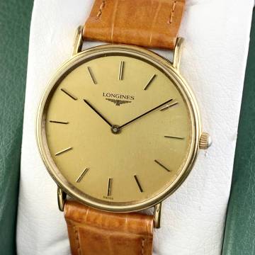 【1円〜】LONGINES ロンジン 腕時計 メンズ L4.637.2 ゴールド文字盤 ラウンドフェイス 可動品