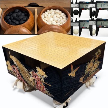 輪島塗 蒔絵 花鳥図 碁盤 六寸五分 / 碁石 白色 192個 黒石 180個 11.5mm前後 碁笥 碁笥箱 囲碁セット※同梱不可 18-3895285