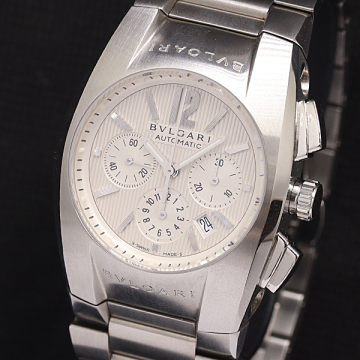 1円 保/箱付 稼働 ブルガリ ＥG35SC エルゴン AT/自動巻 クロノグラフ ホワイト文字盤 メンズ腕時計 0996600 11BLT MST