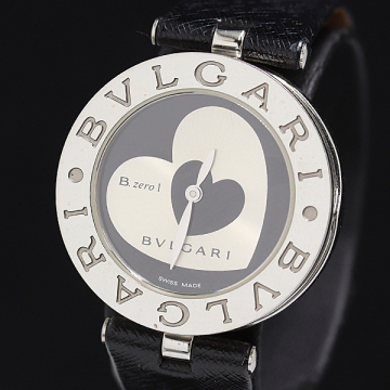 1円 稼働 ブルガリ ビーゼロワン ハート BZ30S QZ シルバー/ブラック文字盤 レディース 腕時計 0003300 11ERT KMT