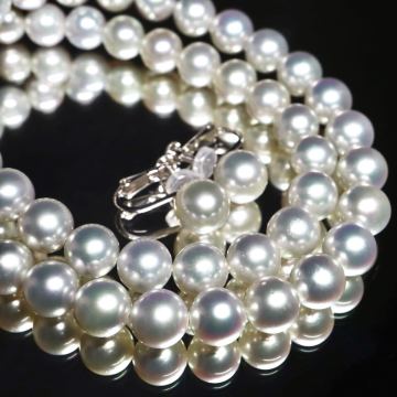 K14WG!!テリ良好!!【TASAKI(田崎真珠)】約7.5-8.5mm珠■アコヤ本真珠ネックレス&イヤリングおまとめ■D 約46.9g 箱付き パール EF3/ U87