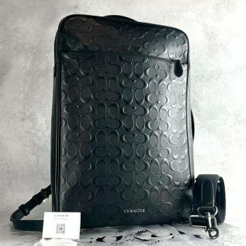 新品 COACH コーチ グラハム 3way バックパック リュック ビジネスバッグ A4可 レザー ショルダー メンズ エンボス ロゴ ブラック 黒 2way