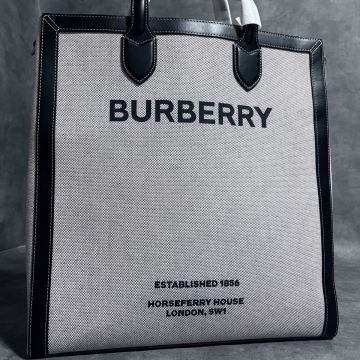 1円 [未使用級] Burberry バーバリー トートバッグ キャンバス レザー ビジネスバッグ 通勤 A4収納 メンズ レディース イタリア製 保存袋