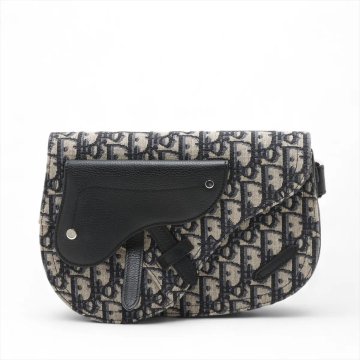 1円■美品■クリスチャン ディオール■オブリーク サドル レザー キャンバス 2WAY ボディバッグ 斜め掛け ショルダー メンズ MMM DD50-7