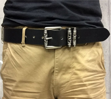 姫路レザー 1円 スタート サイズ調整可能 限定 新品 日本製 40mm幅 最厚部 4.0mm 極厚 牛革 ケルティックローラー BK 栃木レザー クロハ