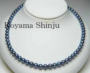 新品★小山真珠★１円～人気商品！絶品カラー！ブルーブラック系あこや本真珠パールネックレス