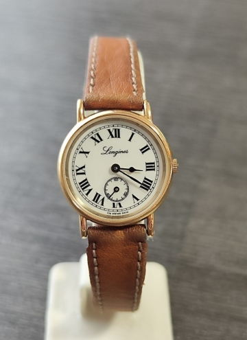 稼働品 ロンジン 150周年記念モデル レディース腕時計 アイボリーローマ数字文字盤 スモセコ秒針 