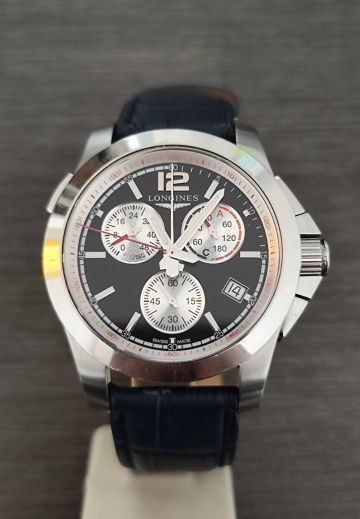 稼働品 ロンジン L3.701.4 メンズ腕時計 黒色クロノグラフ文字盤 三針デイト 