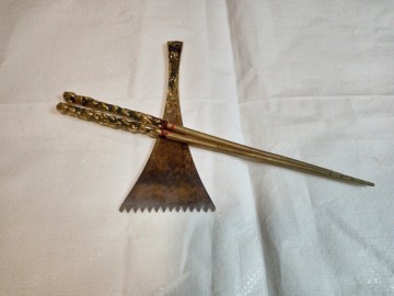 真鍮製 火箸 灰ならし 火鉢 鉄瓶 茶道具 囲炉裏 炭火 古道具 古民家 灰道具 金属工芸 