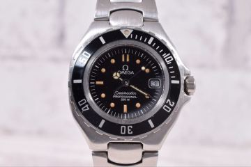 オメガ シーマスター プロフェッショナル 200m 防水 腕時計 レディース 未稼働品 純正ブレス 黒文字盤 OMEGA 不動 SEAMASTER 回転ベゼル