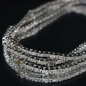 K18WG!!3.00ct!!◆天然ダイヤモンド3連テニスブレスレット◆J 約14.7g 約18.5cm diamond bracelet jewelry ジュエリー ブラウン FB2/ M880
